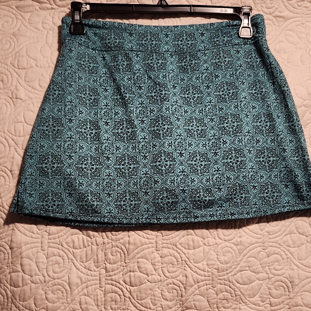 Tranquility by Colorado Clothing Blue and Black Patterned Mini Skirt